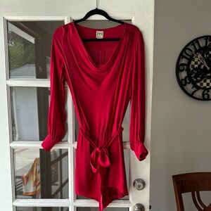 Haute hippie Red Long Sleeve Dress with Belt  size l